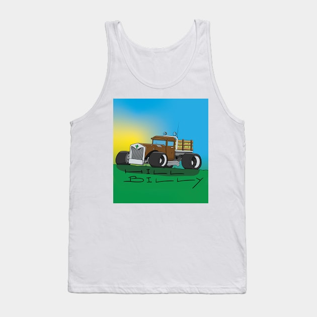 Hill Billy Hay Bale Truck Cartoon Tank Top by Dad n Son Designs